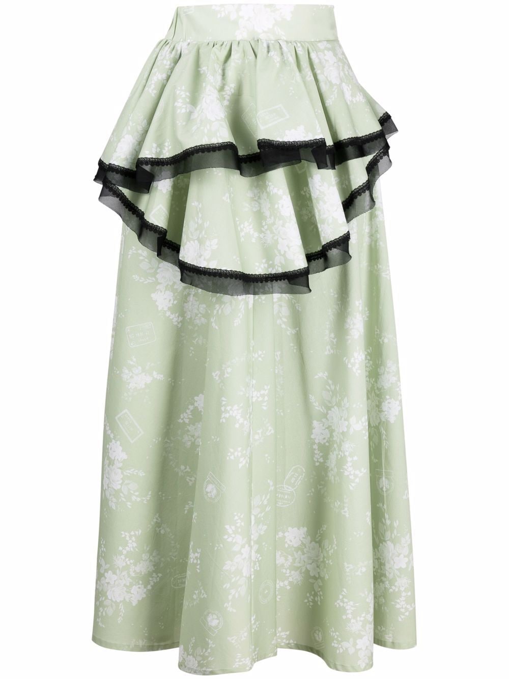 Ulyana Sergeenko asymmetric floral-print skirt - Green von Ulyana Sergeenko
