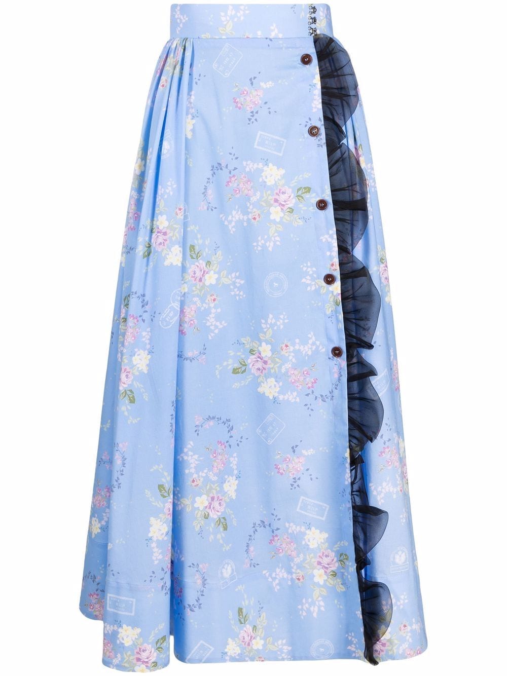 Ulyana Sergeenko floral-print A-line skirt - Blue von Ulyana Sergeenko