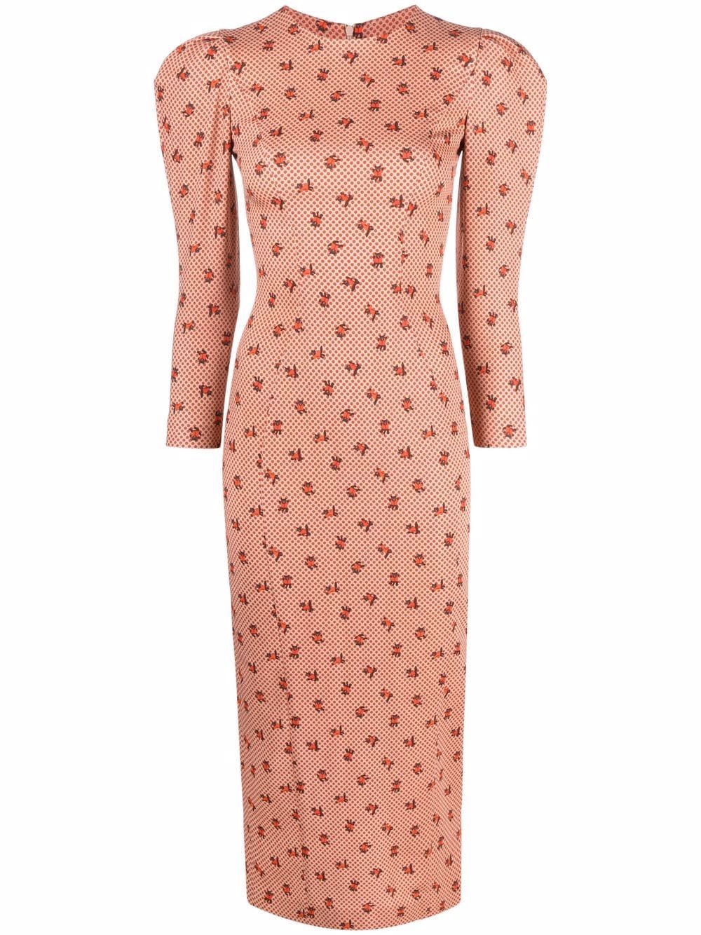 Ulyana Sergeenko printed puff-sleeve dress - Neutrals von Ulyana Sergeenko