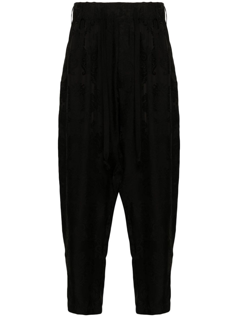 Uma Wang floral-jacquard drop-crotch trousers - Black von Uma Wang