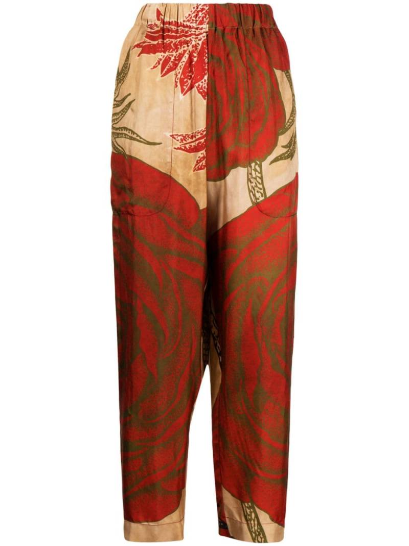 Uma Wang floral-print tapered trousers - Brown von Uma Wang