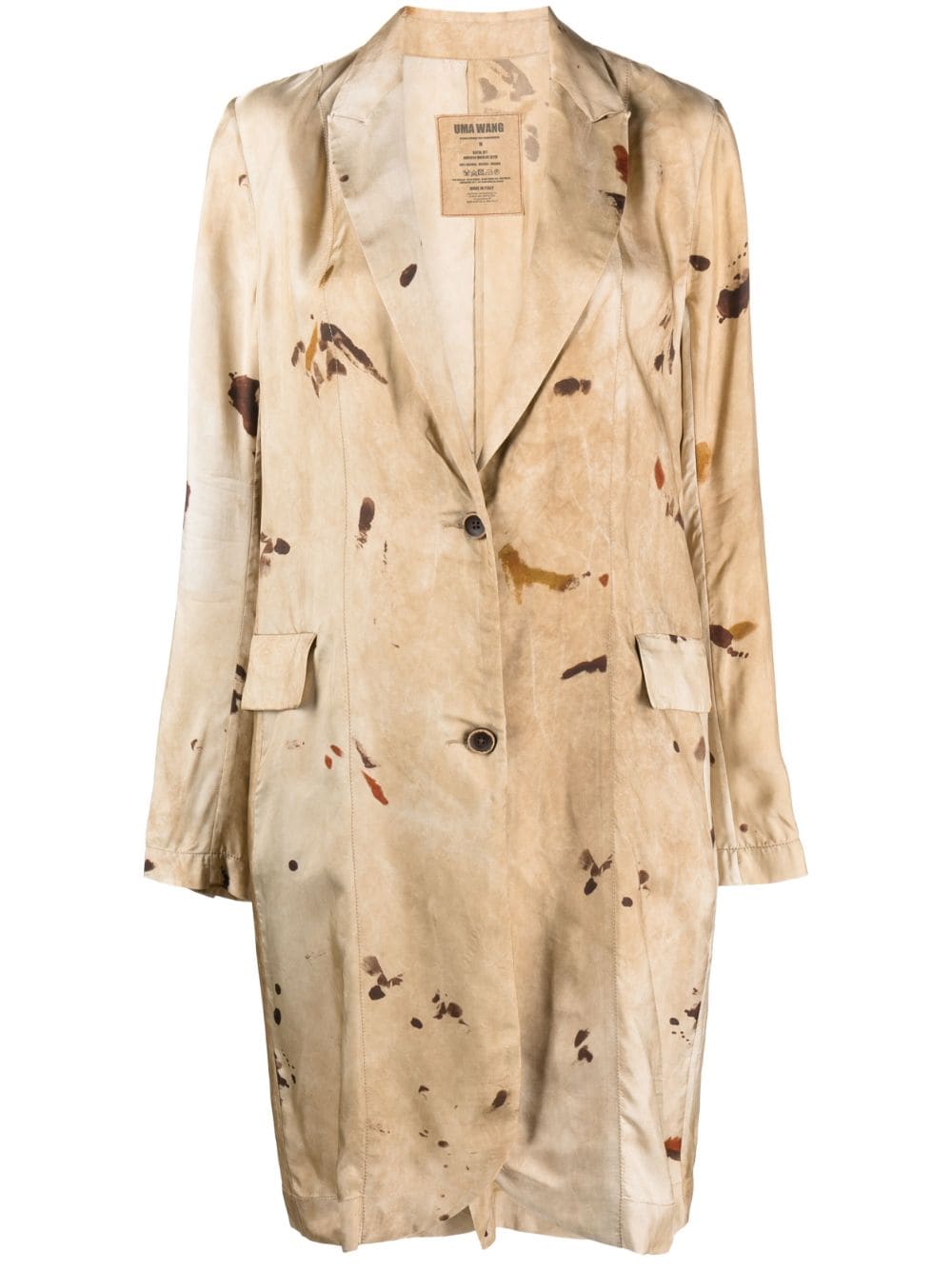 Uma Wang graphic-print long blazer - Brown von Uma Wang