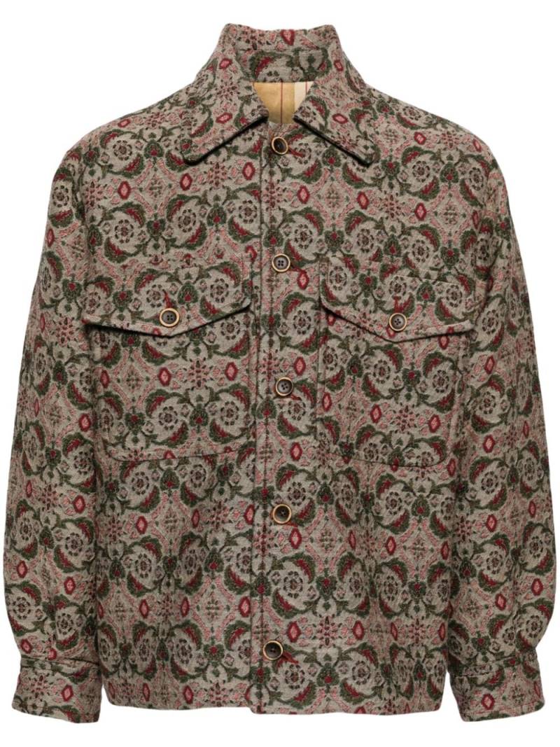 Uma Wang jacquard-pattern shirt jacket - Brown von Uma Wang