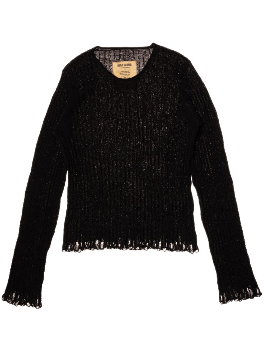 Uma Wang open-knit frayed jumper - Black von Uma Wang