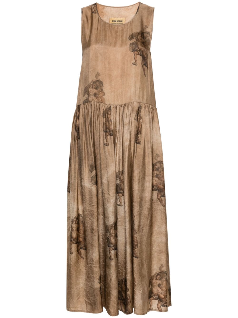 Uma Wang renaissance-print midi dress - Brown von Uma Wang