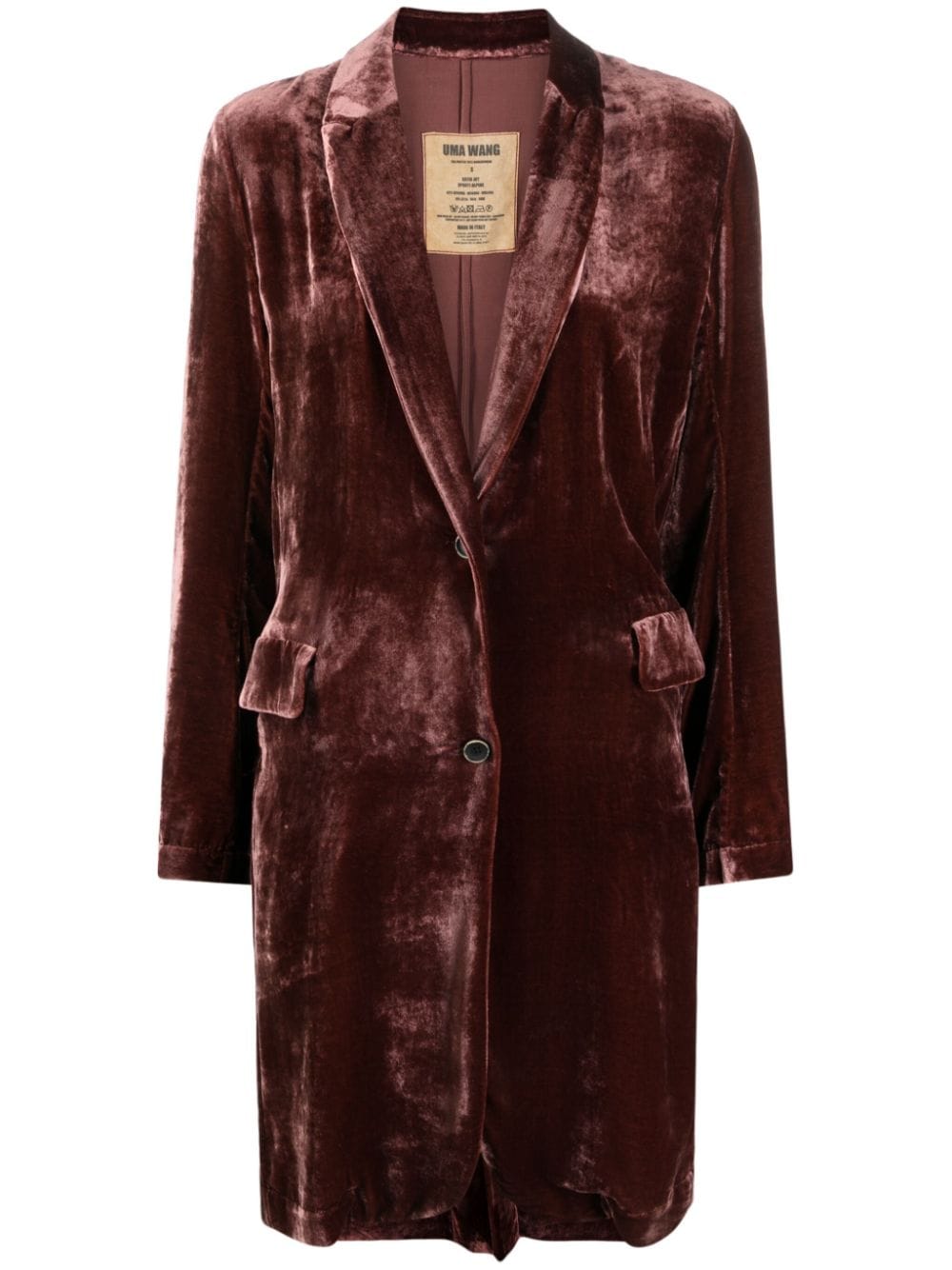 Uma Wang velvet single-breasted coat - Red von Uma Wang