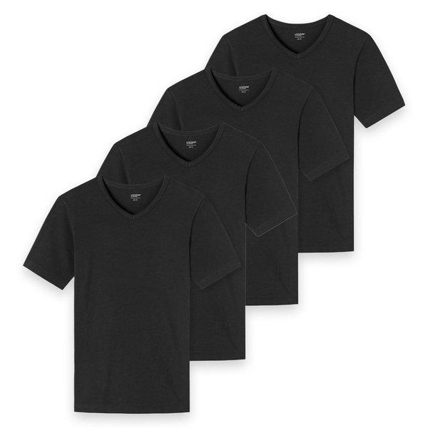 4er Pack Basic - Unterhemd Shirt Kurzarm Herren Schwarz S