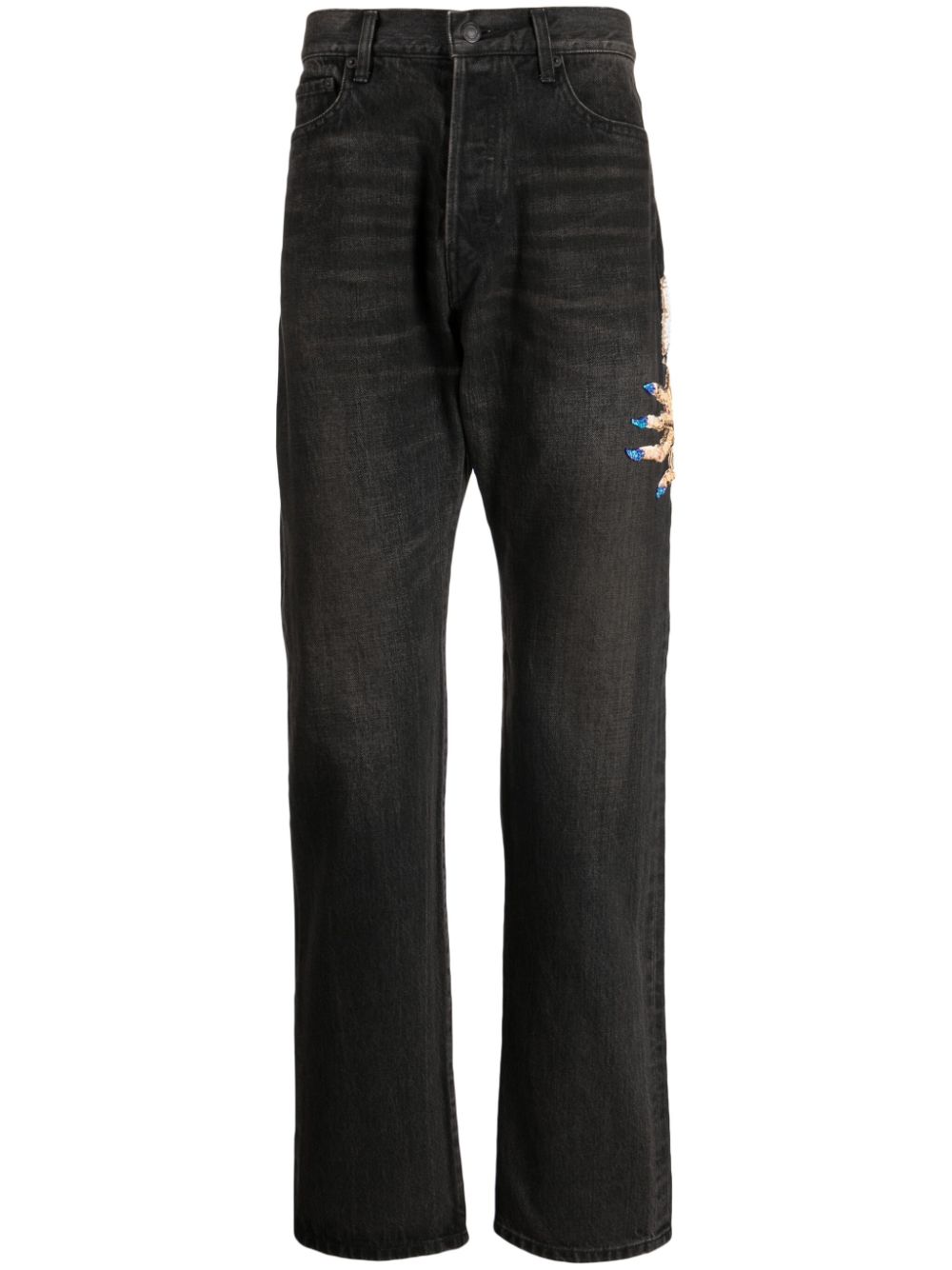 Undercover bead-embellished straight-leg jeans - Black von Undercover