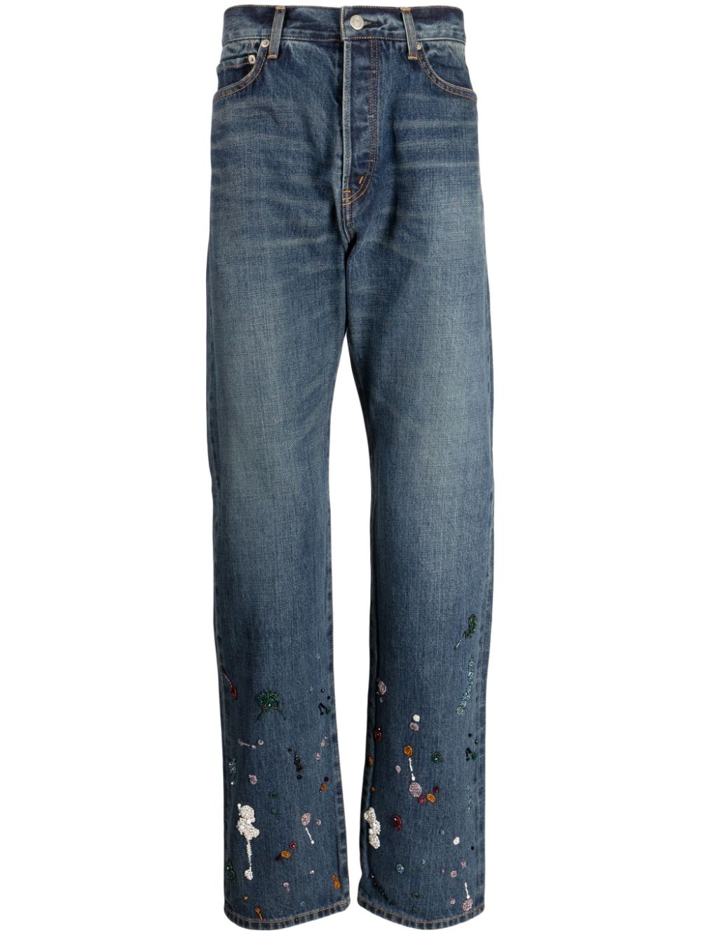 Undercover bead-embellished straight-leg jeans - Blue von Undercover