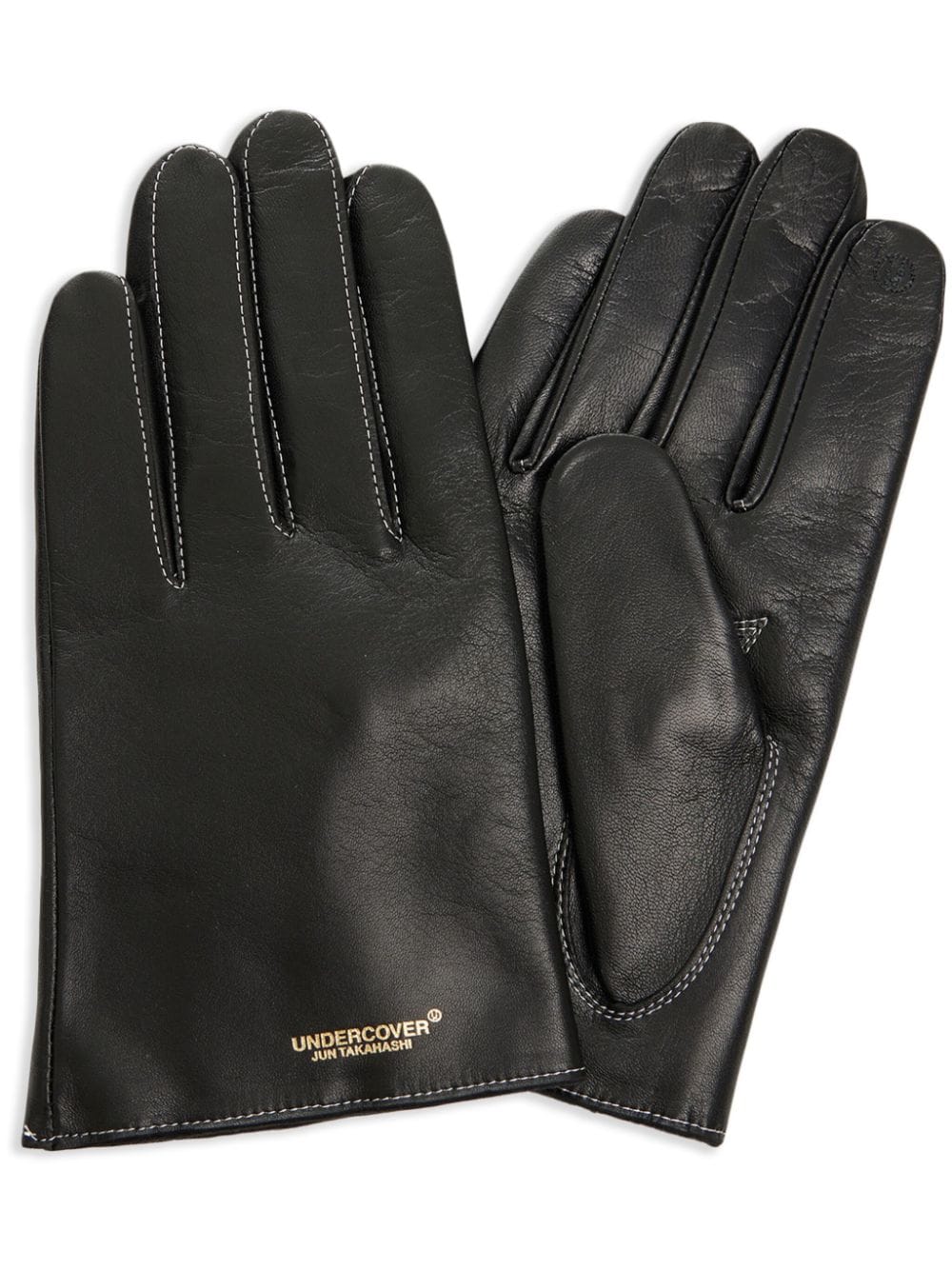 Undercover logo-debossed leather gloves - Black von Undercover