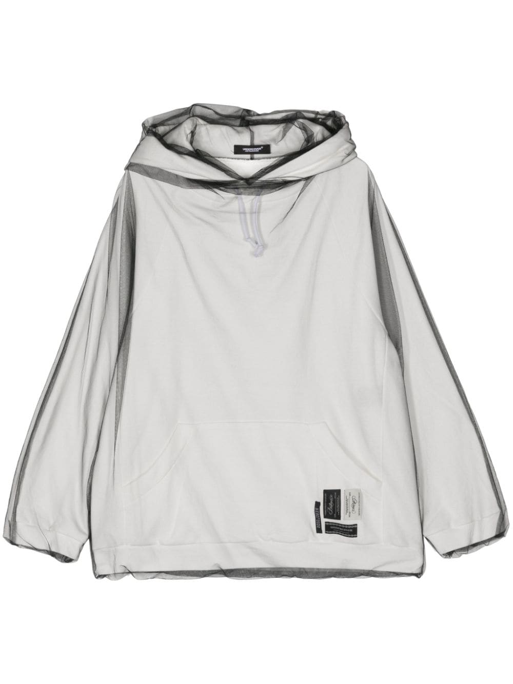 Undercover mesh-overlay cotton hoodie - Grey von Undercover