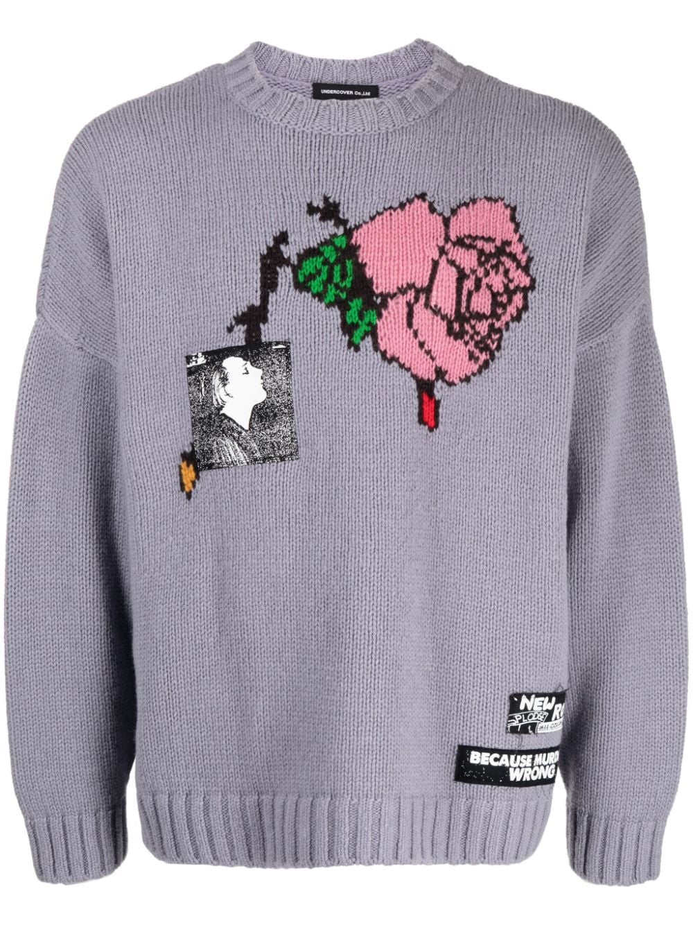 Undercover rose-intarsia wool jumper - Purple von Undercover