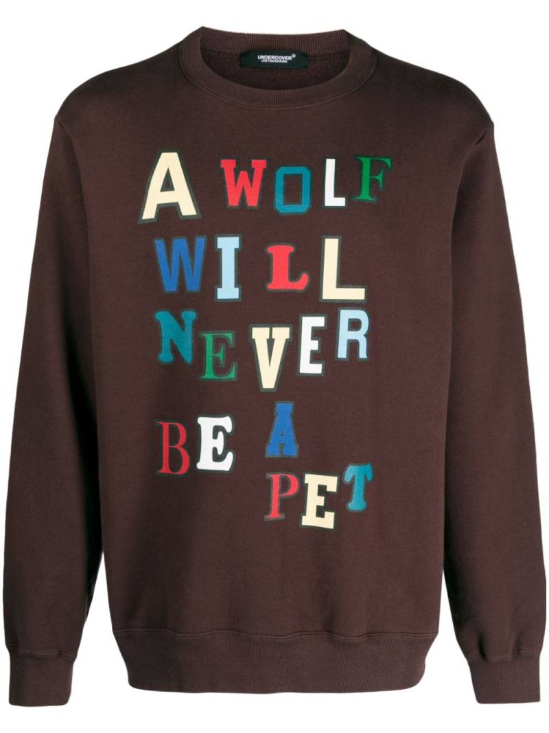 Undercover slogan-print cotton sweatshirt - Brown von Undercover