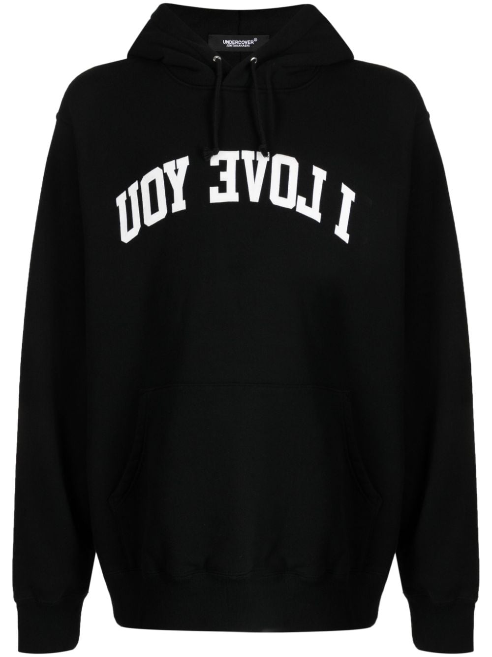 Undercover slogan-print drawstring hoodie - Black von Undercover