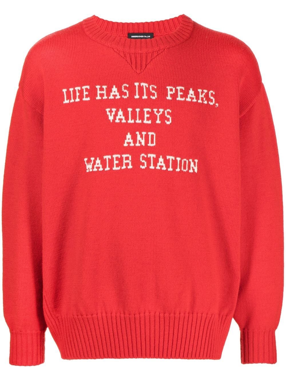 Undercover slogan-print wool jumper - Red von Undercover