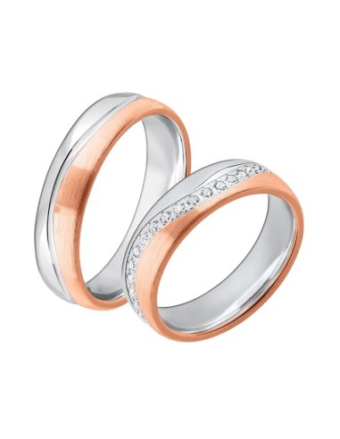 Gravierbare Eheringe Tristan & Isolde bicolor 925er Silber rosé - Eheringe Gravierbare Eheringe Tristan & Isolde bicolor 925er Silber rosé - Eheringe
