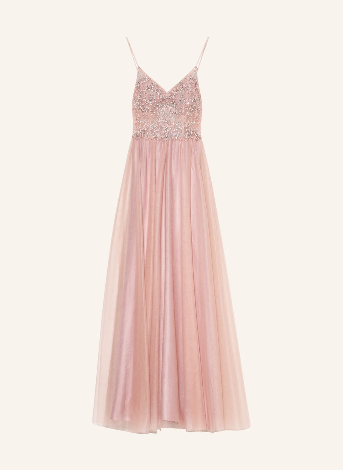 Unique Abendkleid Mit Pailletten Und Schmucksteinen rosa von Unique