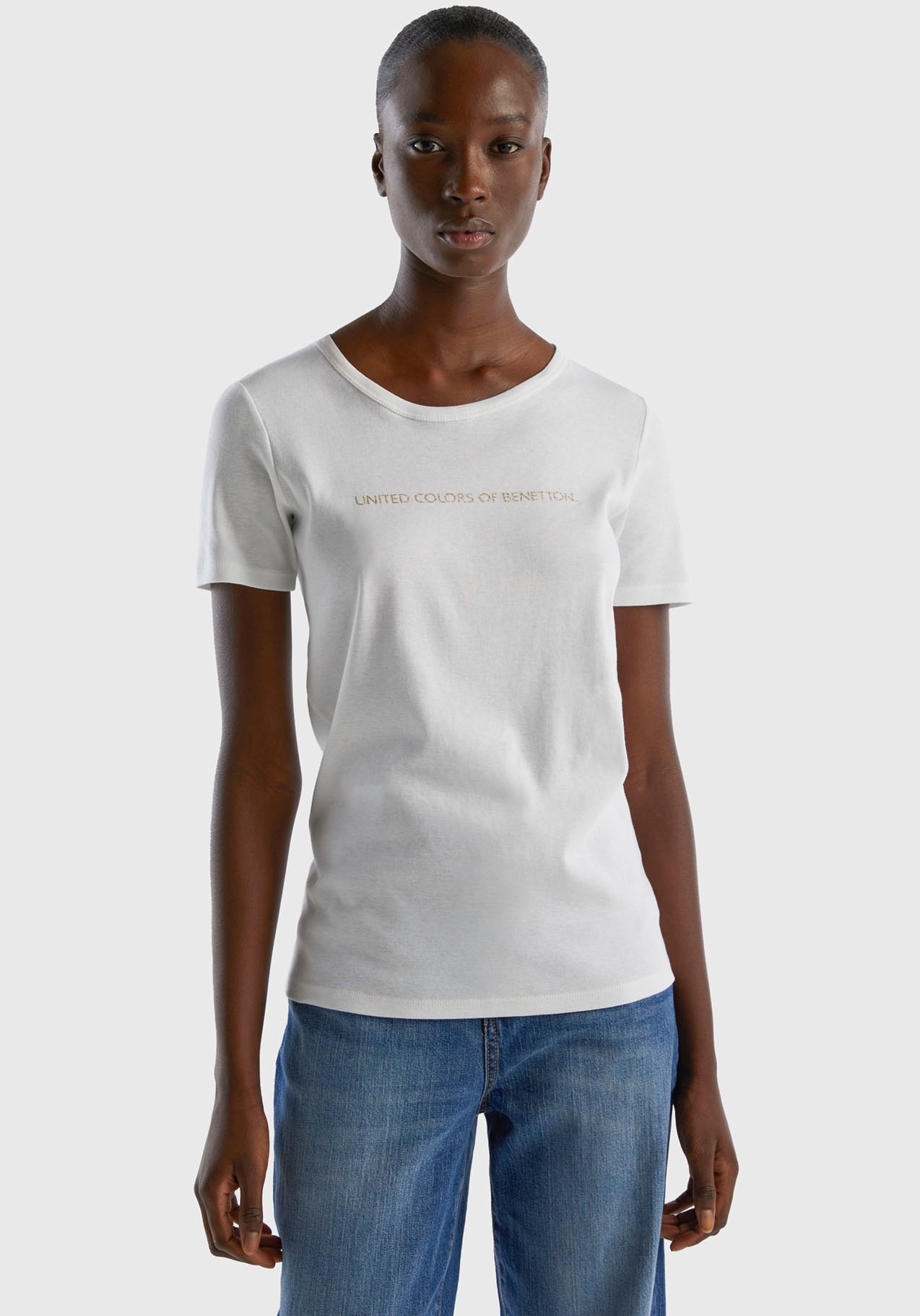 United Colors of Benetton T-Shirt, (1 tlg.), mit glitzerndem Druck von United Colors of Benetton