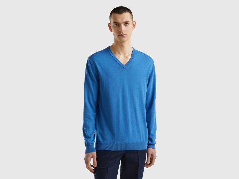 United Colors of Benetton V-Ausschnitt-Pullover, mit Markenlabel von United Colors of Benetton