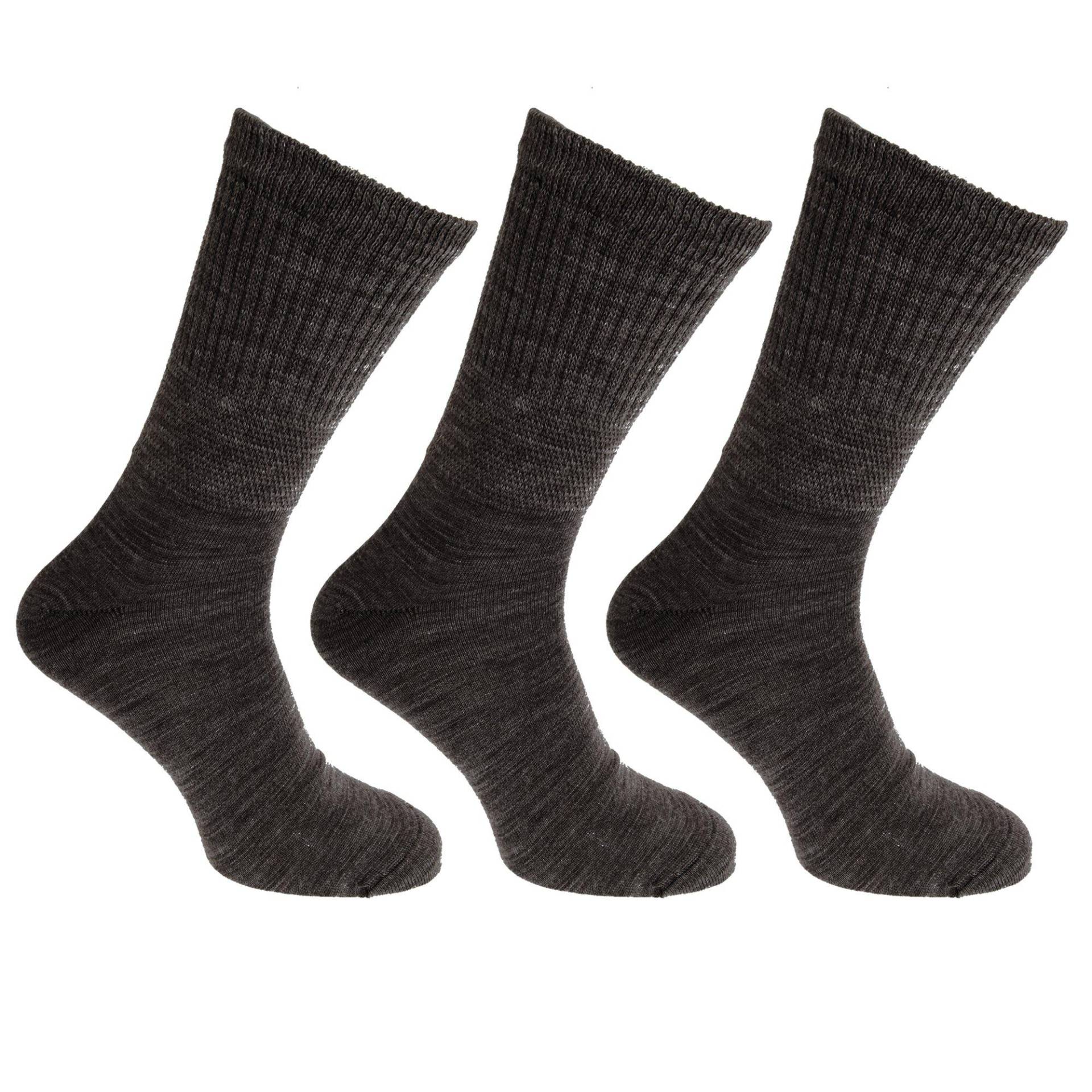 Diabetikersocken, Extra Weit, 3erpack, Wollanteil Herren Charcoal Black 39-43 von Universal Textiles