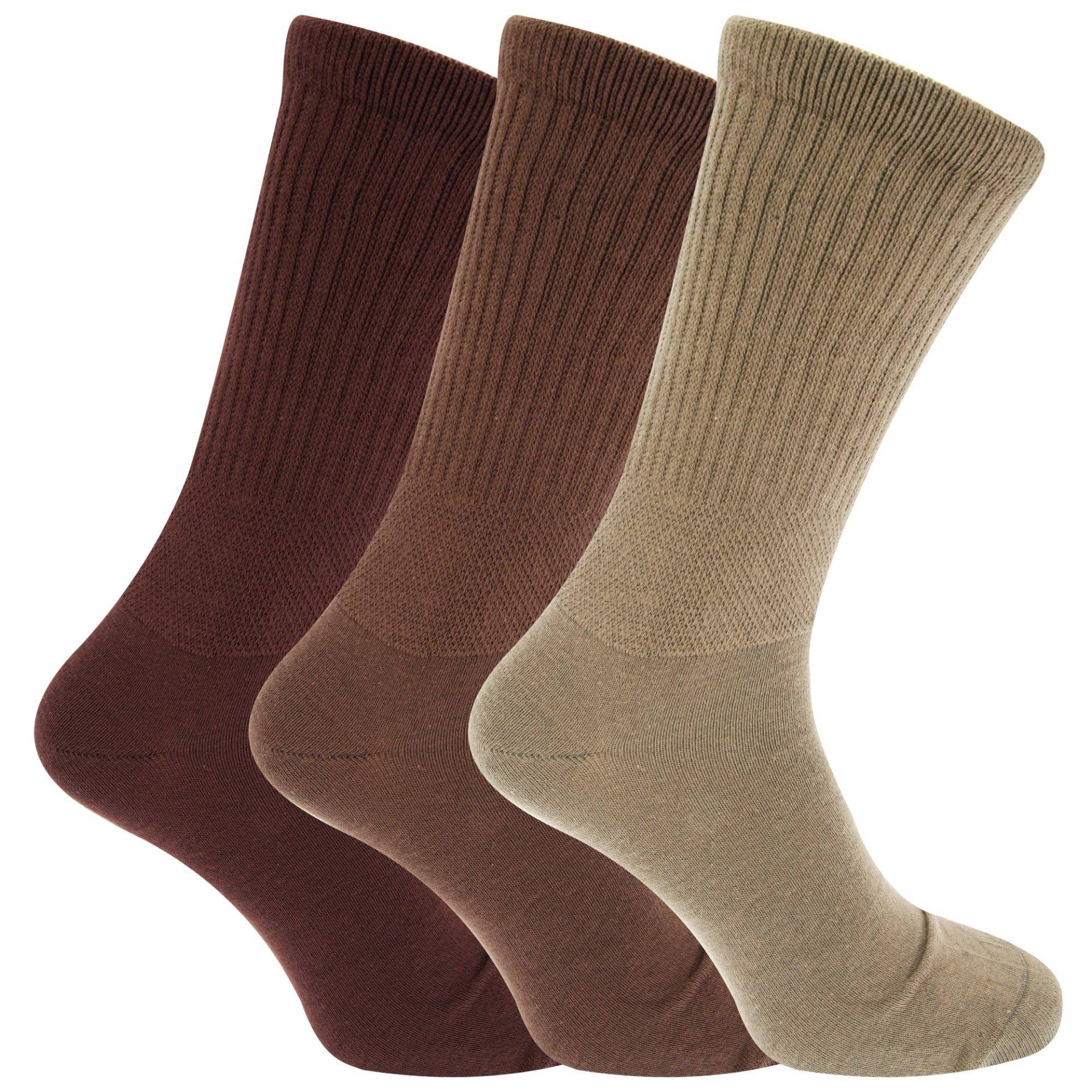 Extra Breite Komfort Fit Socken (3 Paar) Herren Braun 39-43 von Universal Textiles