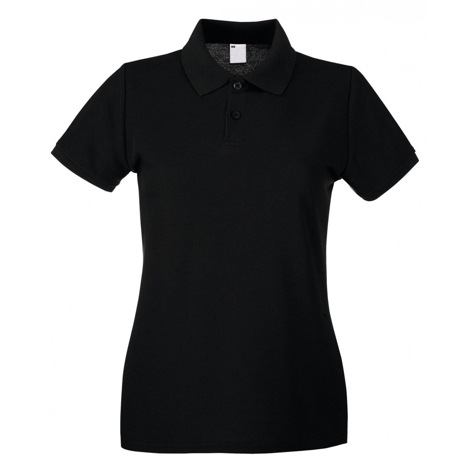 Poloshirt, Figurbetont, Kurzärmlig Damen Schwarz L von Universal Textiles
