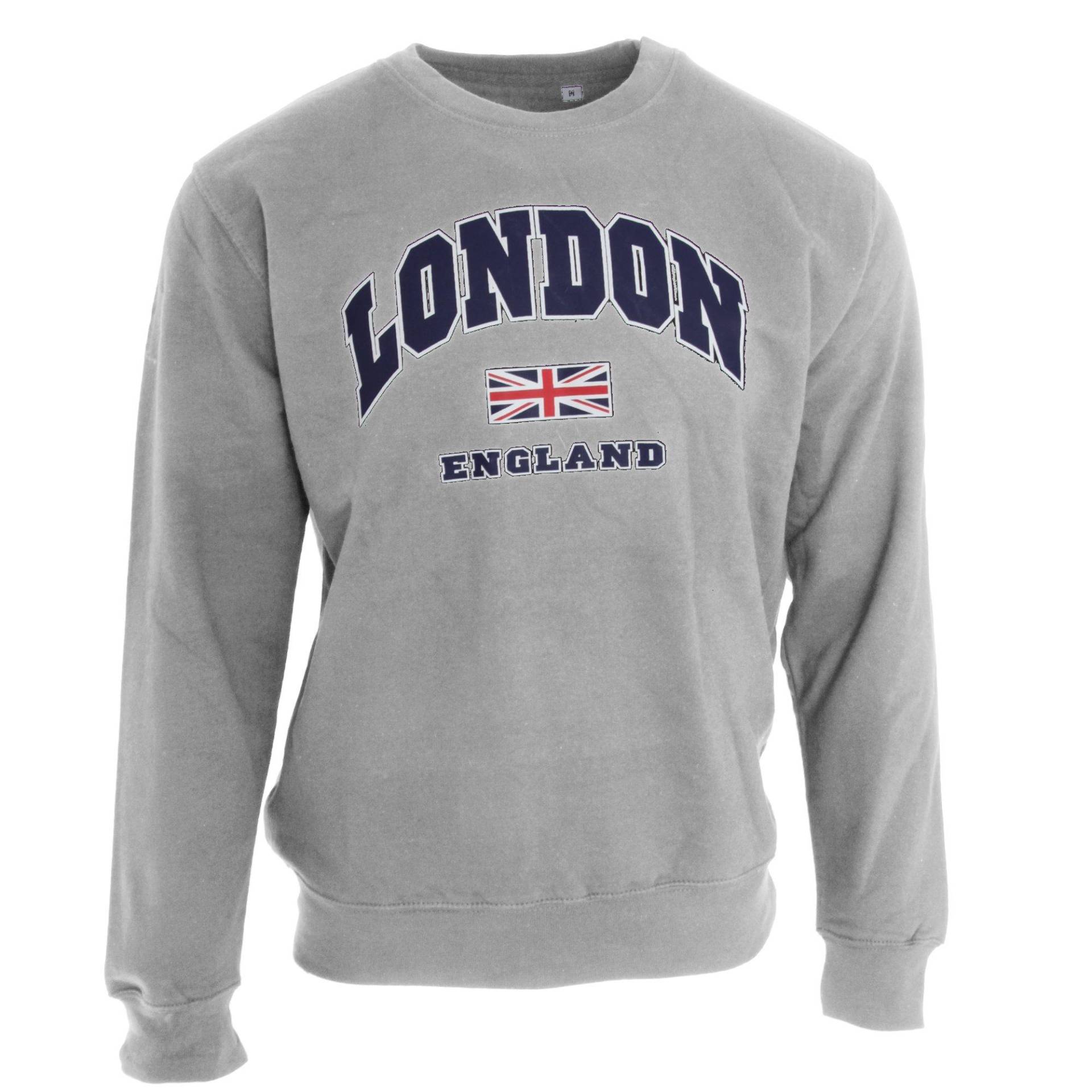 Pullover Mit Aufschrift London England Und Union Jack Design Herren Grau L von Universal Textiles