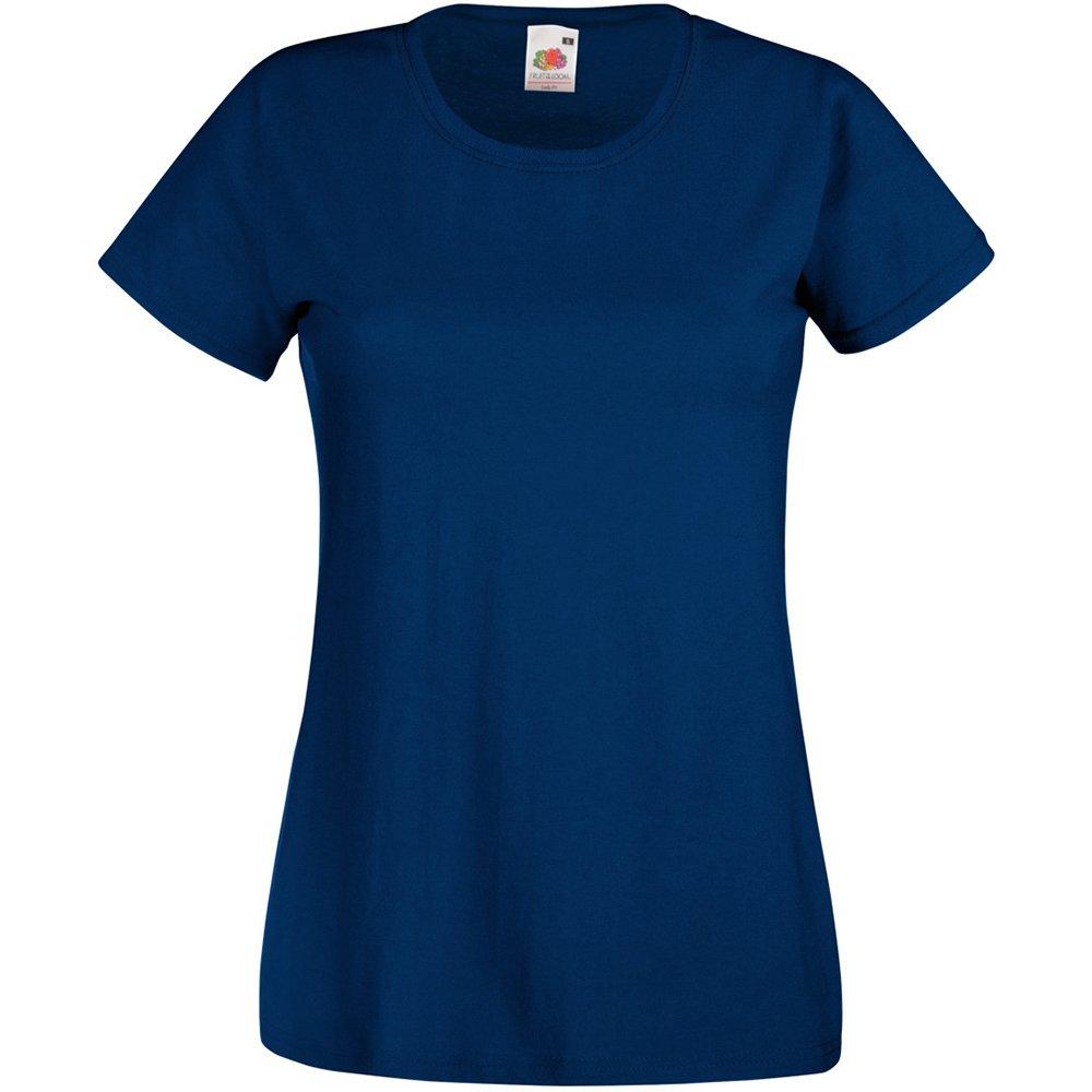 Value Fitted Kurzarm Freizeit Tshirt Damen Blau L von Universal Textiles