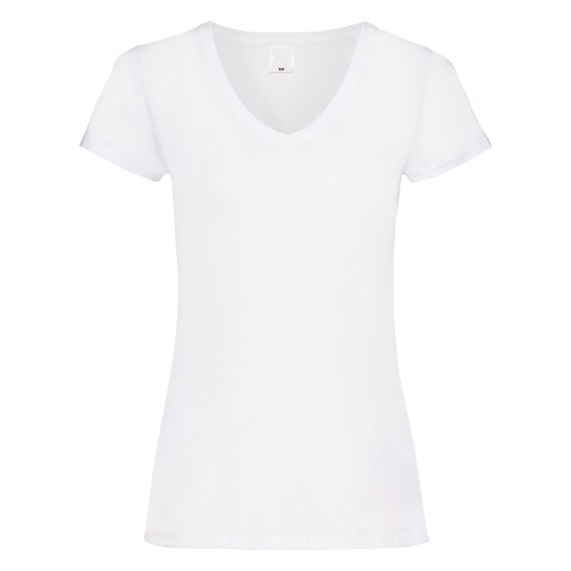 Value Fitted Vausschnitt Kurzarm Tshirt Damen Weiss L von Universal Textiles