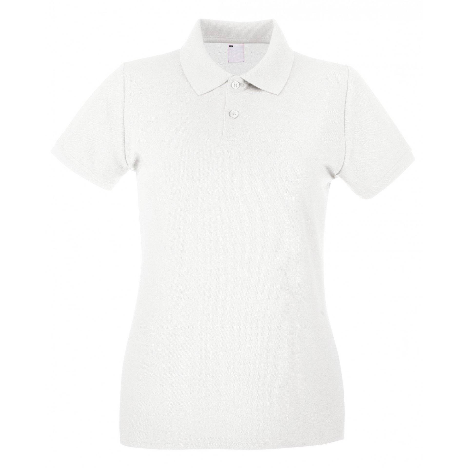 Poloshirt, Figurbetont, Kurzärmlig Damen Weiss L von Universal Textiles
