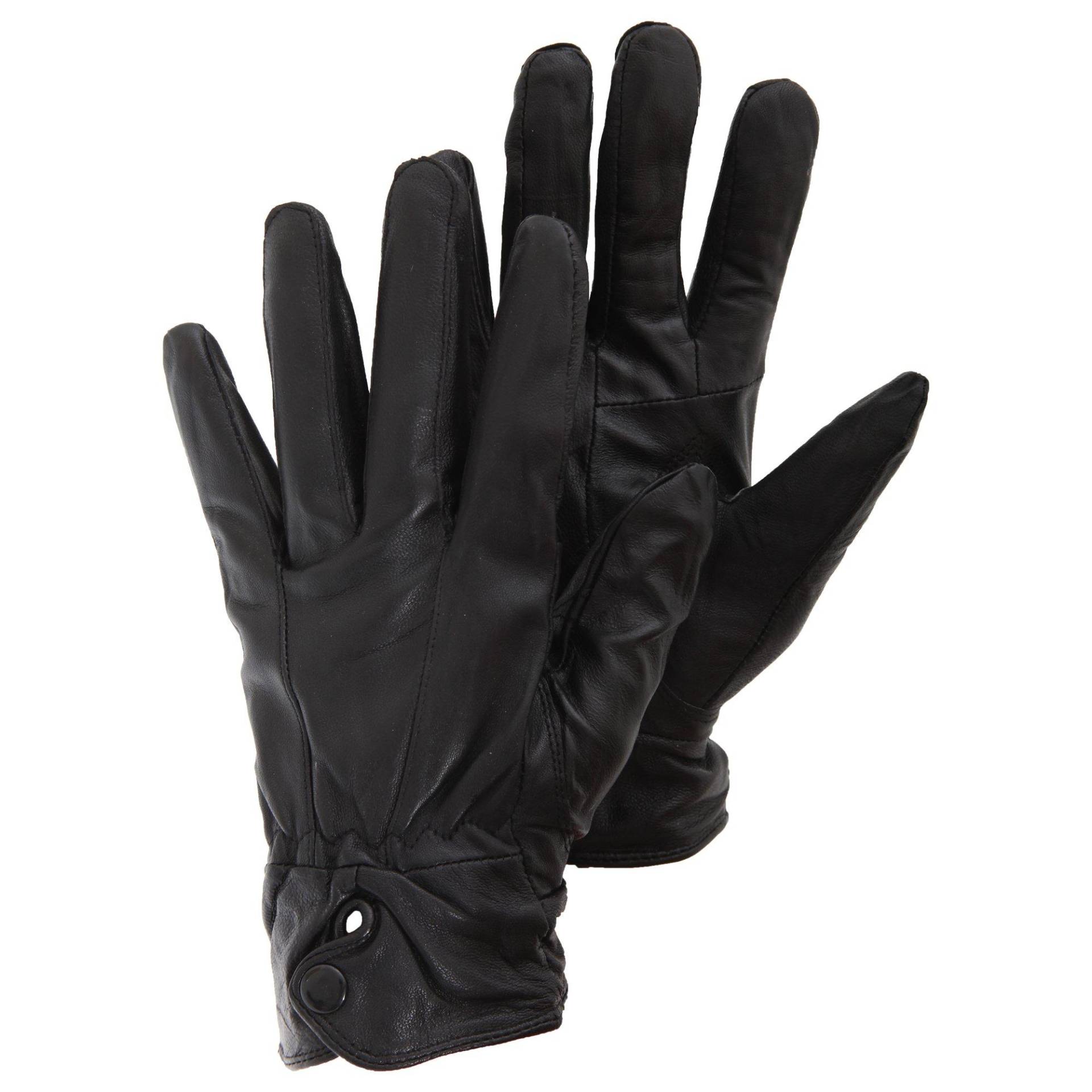 Plain-echte Leder-handschuhe Damen Schwarz M/L von Universal Textiles