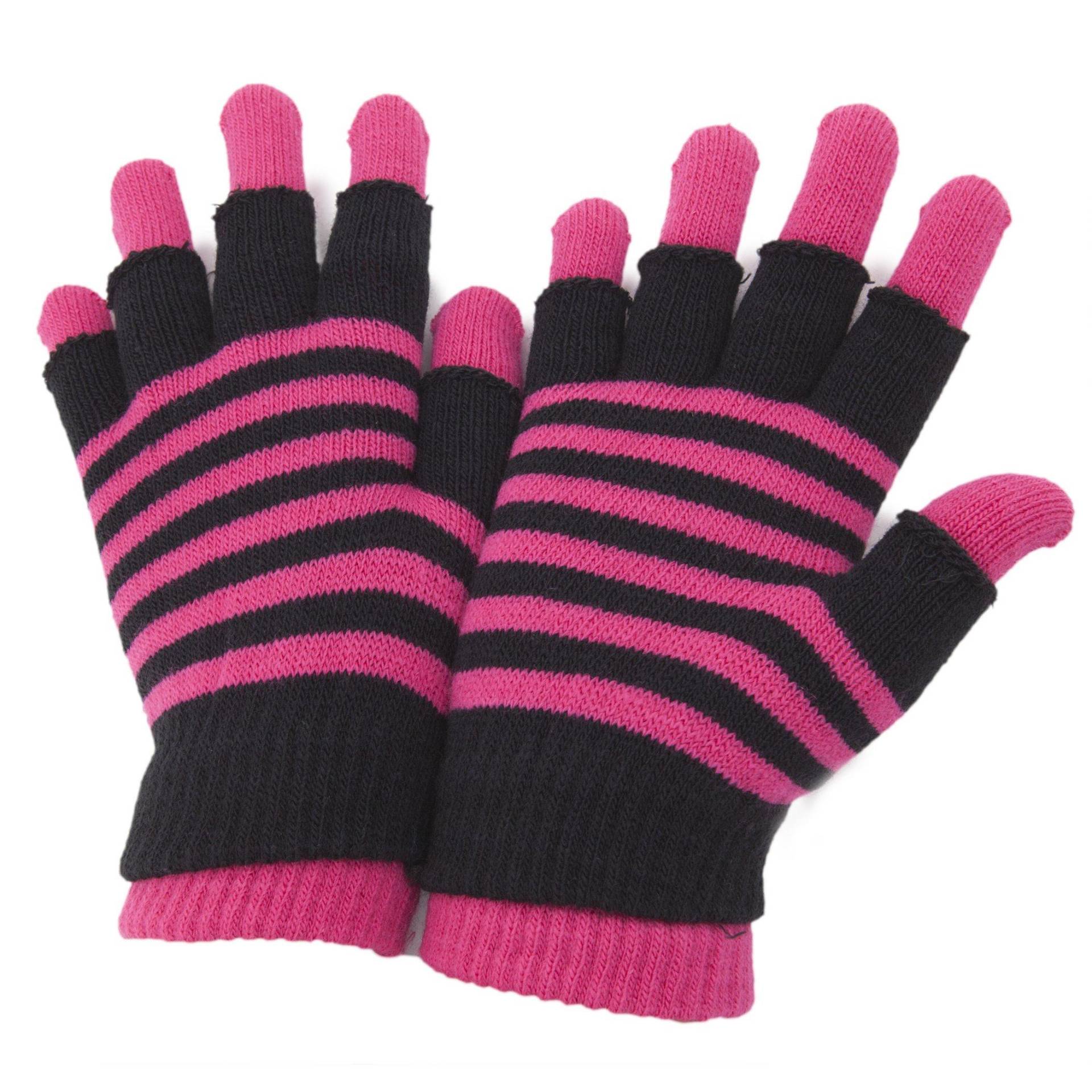 Gestreifte Thermal 2 In 1 Magic Gloves Damen Pink ONE SIZE von Universal Textiles