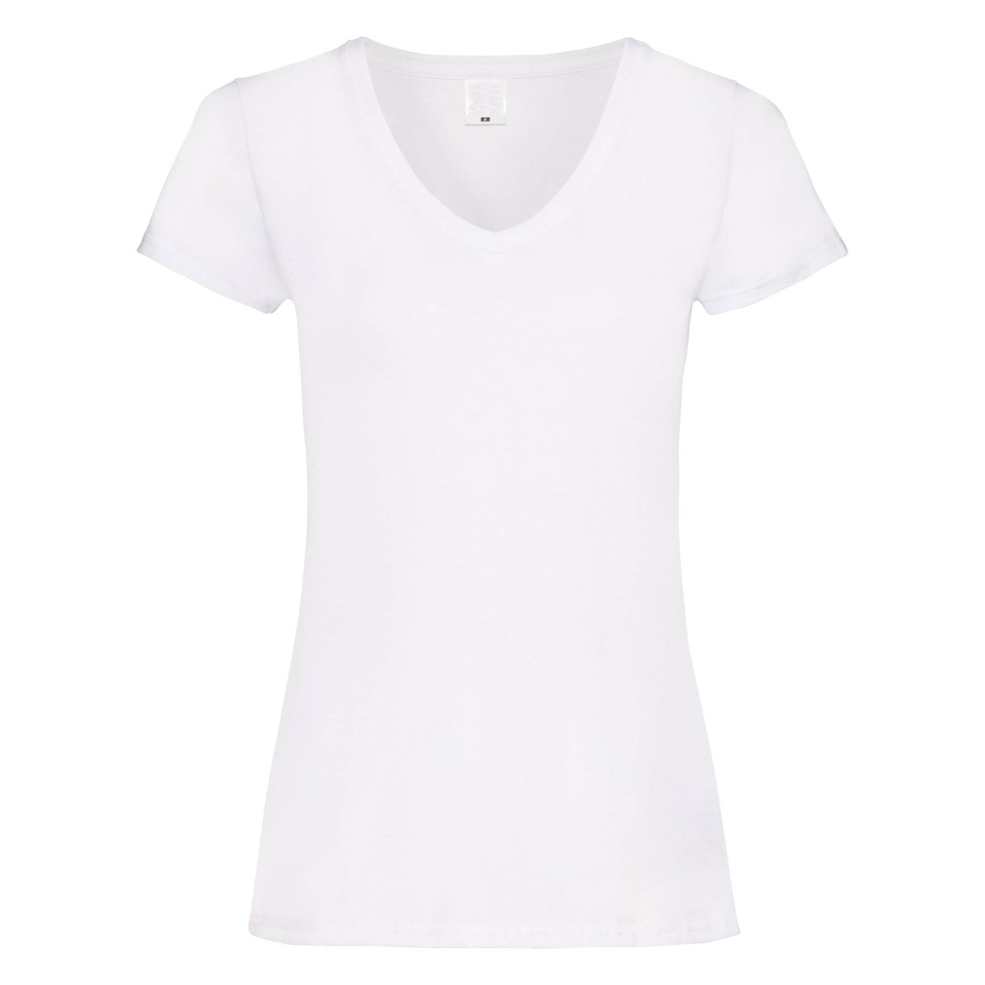 Value Fitted Vausschnitt Kurzarm Tshirt Damen Weiss S von Universal Textiles