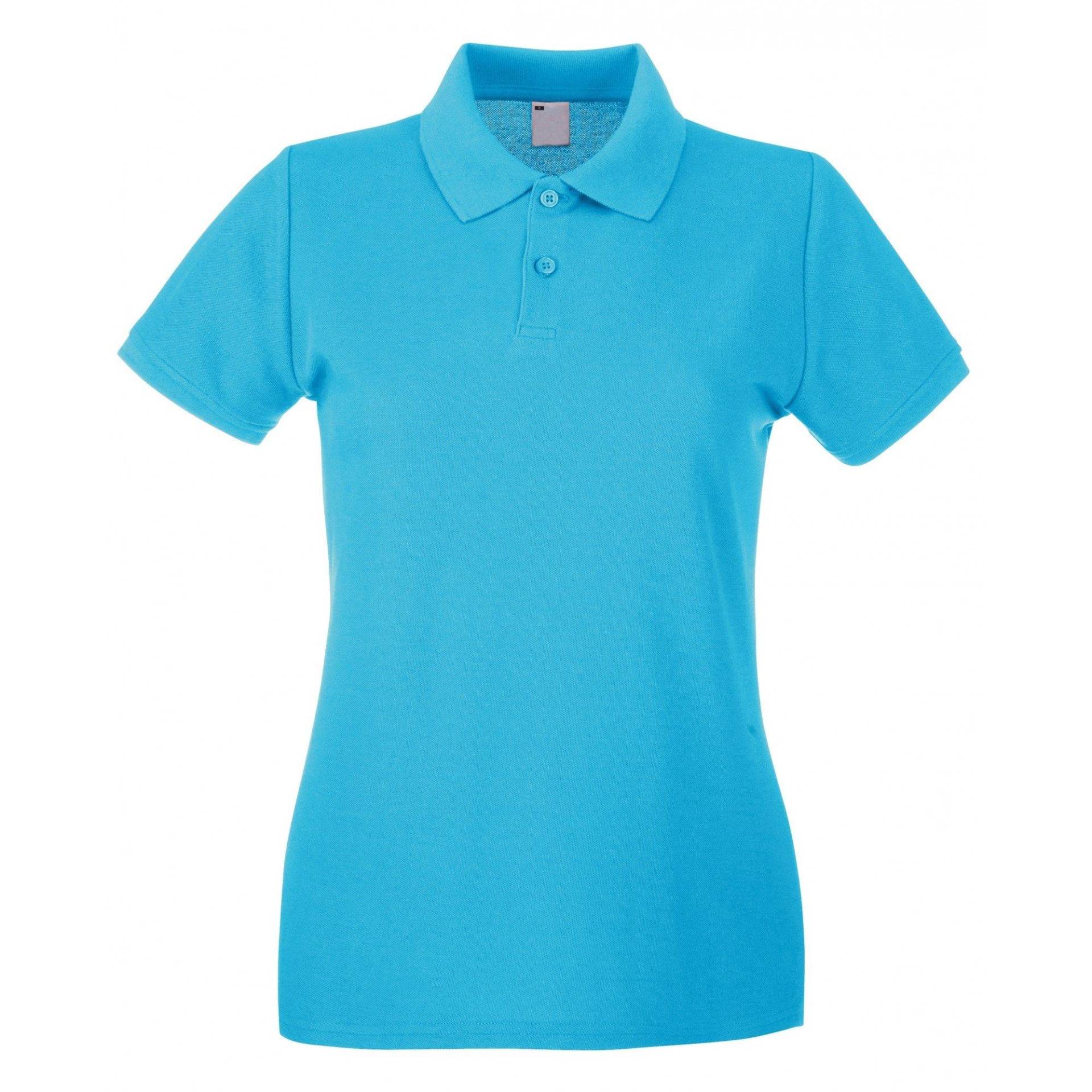 Poloshirt, Figurbetont, Kurzärmlig Damen Cyan-Blau S von Universal Textiles