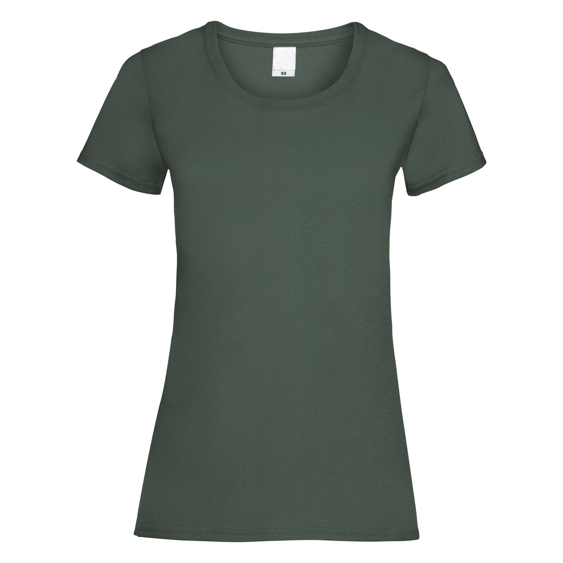 Value Fitted Kurzarm Freizeit Tshirt Damen Dunkelgrün XS von Universal Textiles