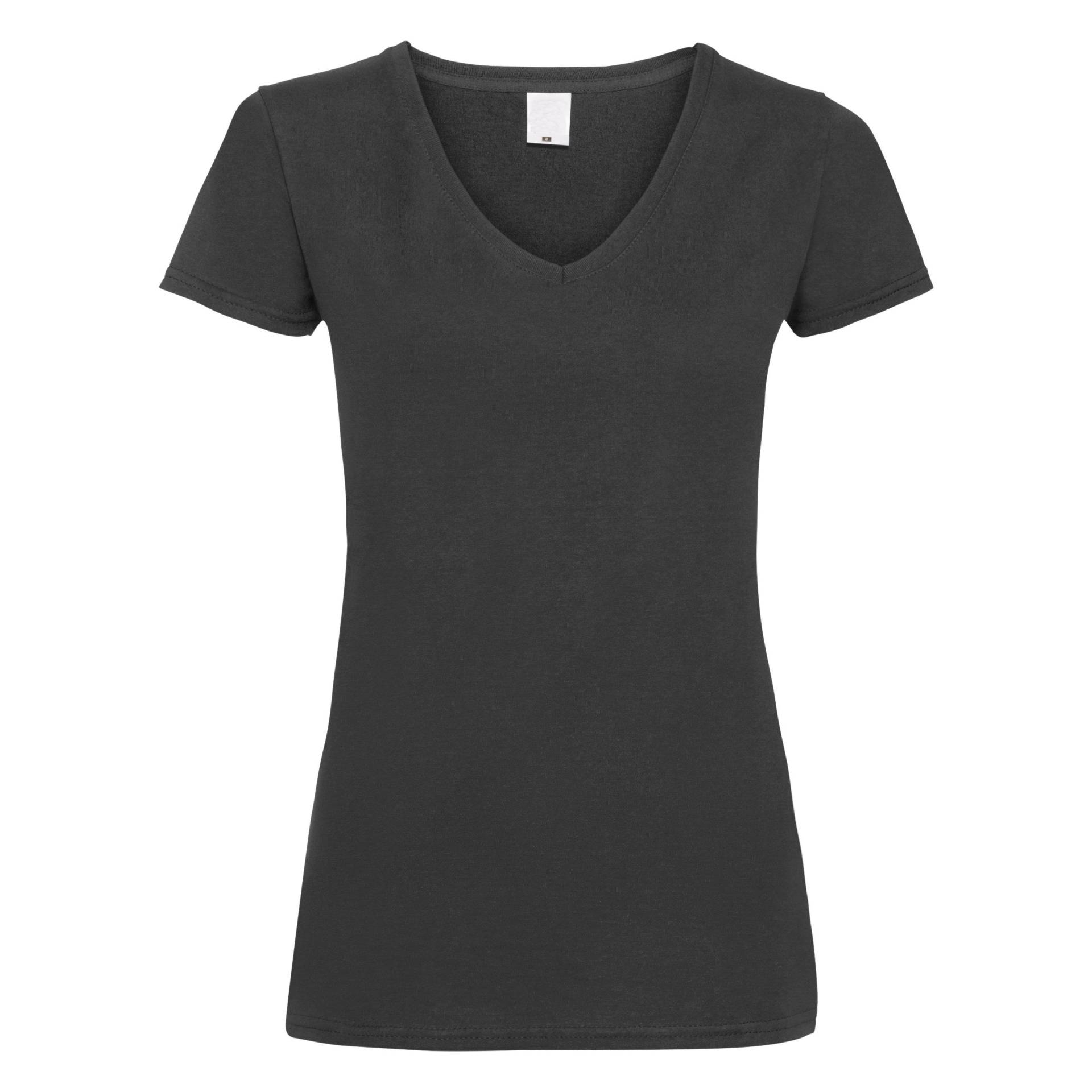 Value Fitted Vausschnitt Kurzarm Tshirt Damen Schwarz S von Universal Textiles