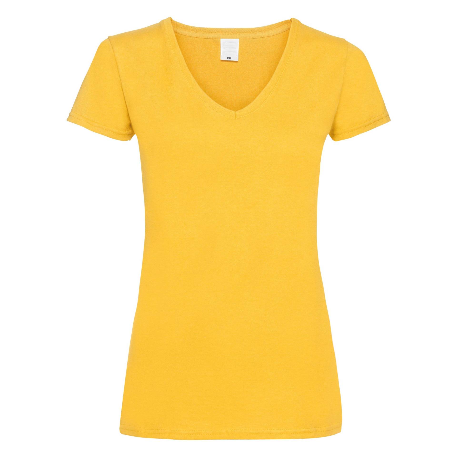 Value Fitted Vausschnitt Kurzarm Tshirt Damen Gold XS von Universal Textiles