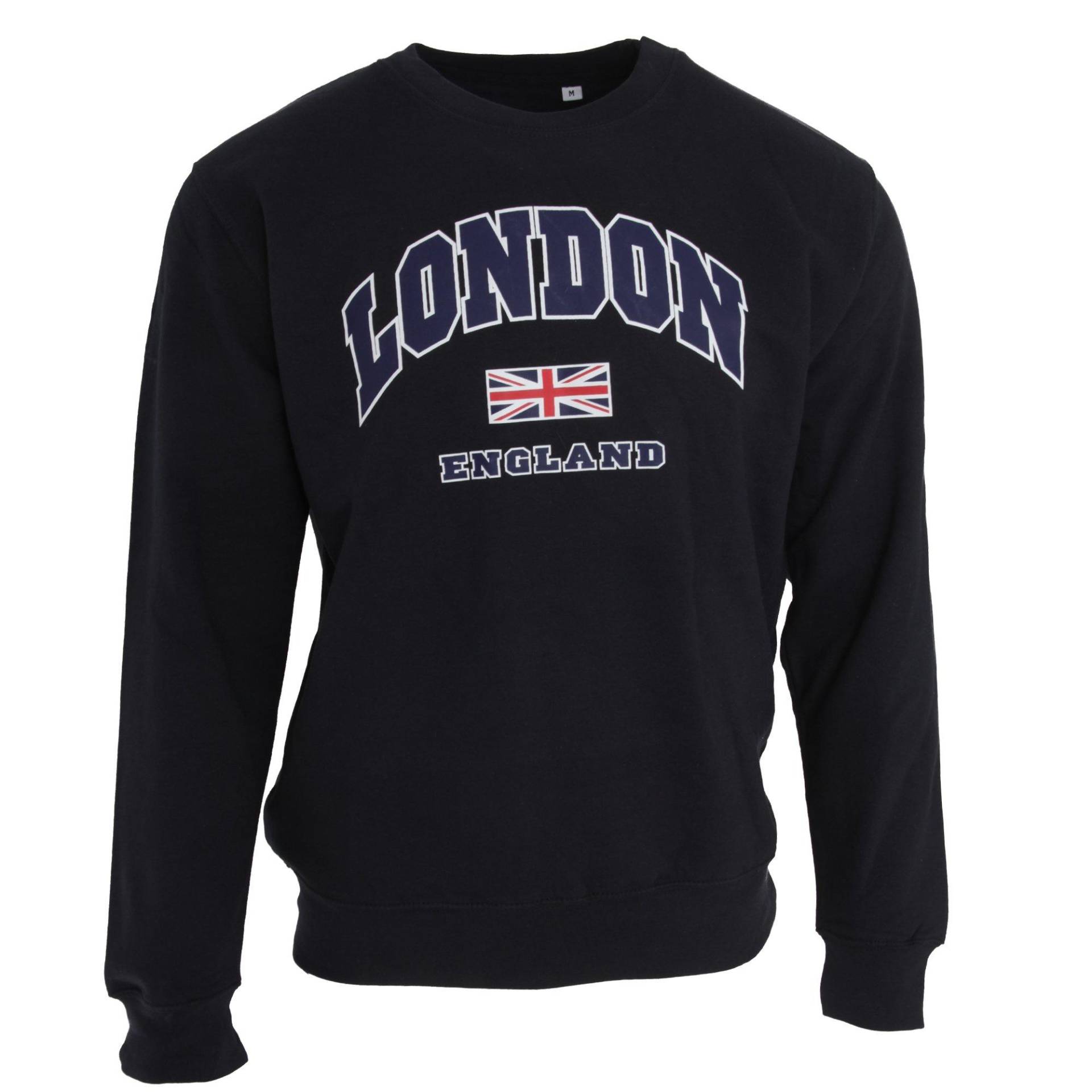 Sweatshirt Mit Aufschrift London England Und Unionjackdesign Herren Marine XL von Universal Textiles