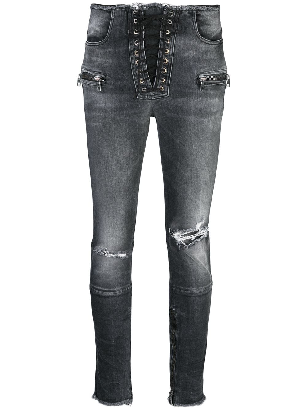 UNRAVEL PROJECT distressed skinny jeans - Black von UNRAVEL PROJECT