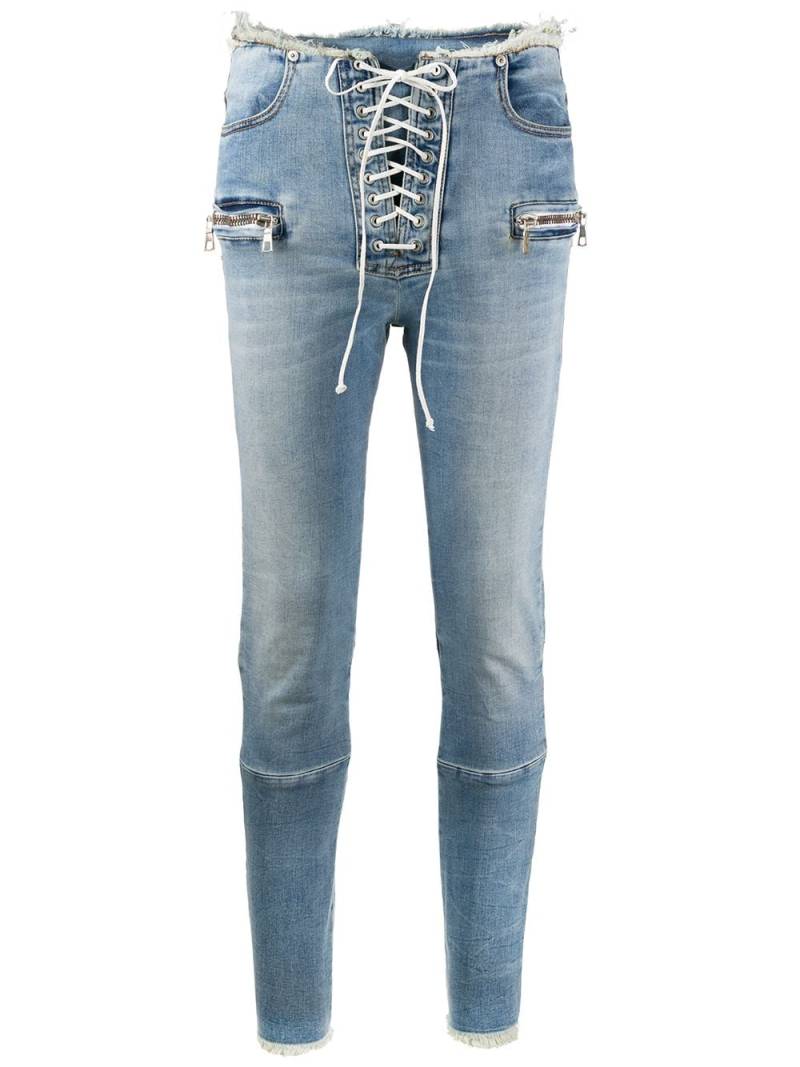 UNRAVEL PROJECT mid-rise laced skinny jeans - Blue von UNRAVEL PROJECT