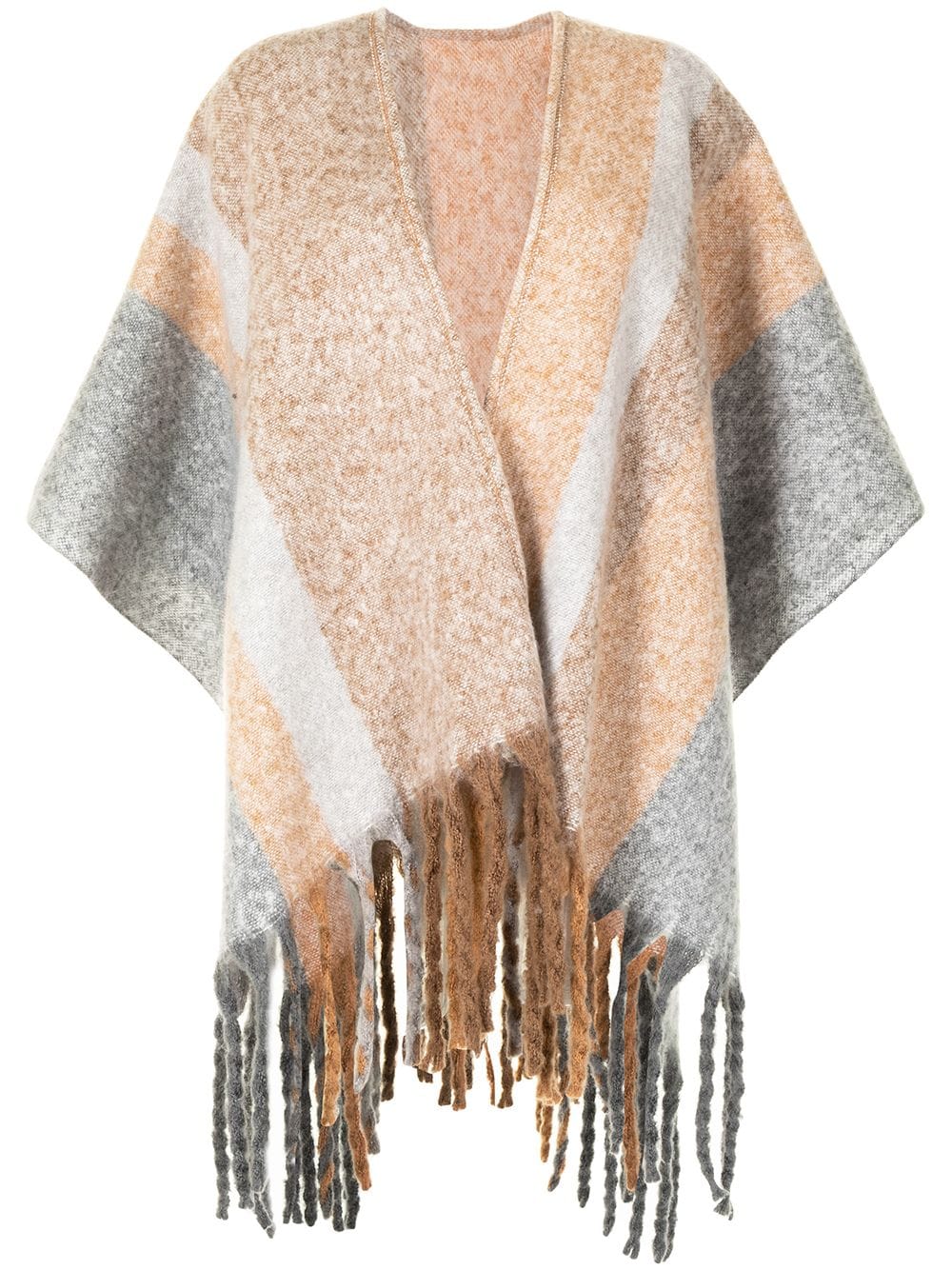 Unreal Fur Ecuador knit fringed poncho - Grey von Unreal Fur