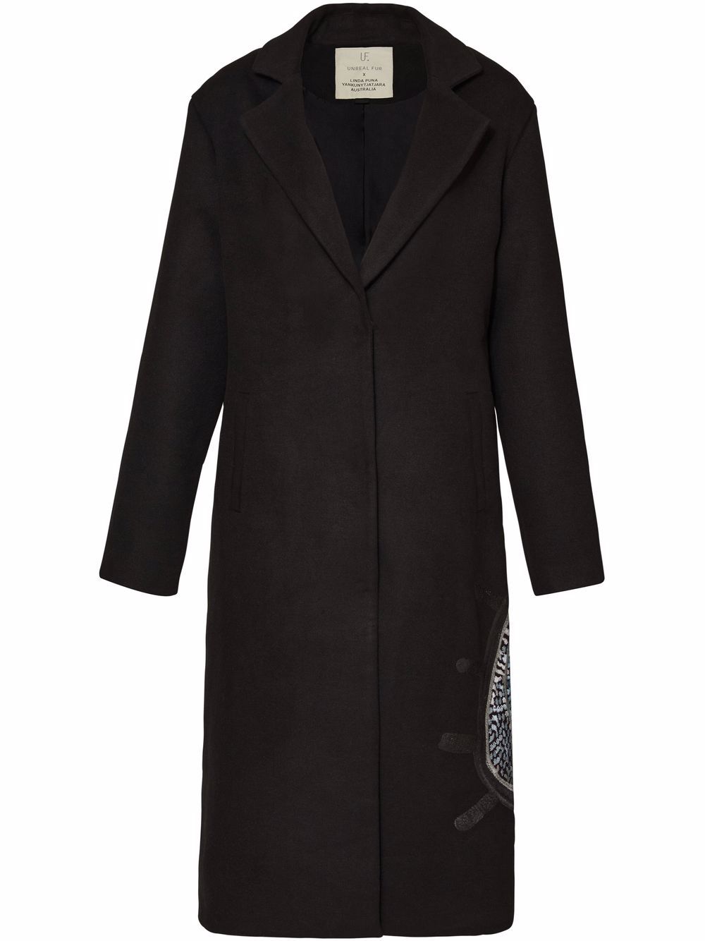 Unreal Fur x Linda Puna Munga embroidered coat - Black von Unreal Fur