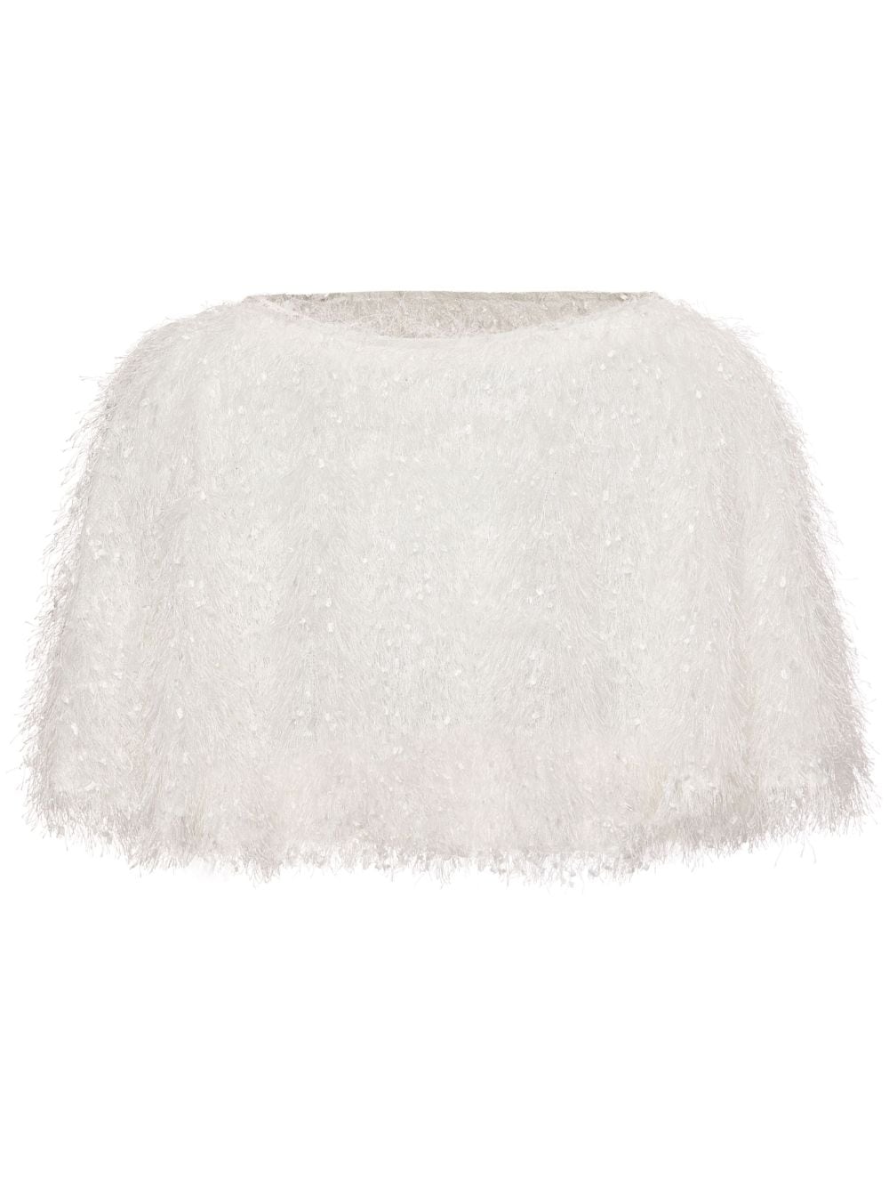 Unreal Fur Pluma round-neck cropped cape - White von Unreal Fur