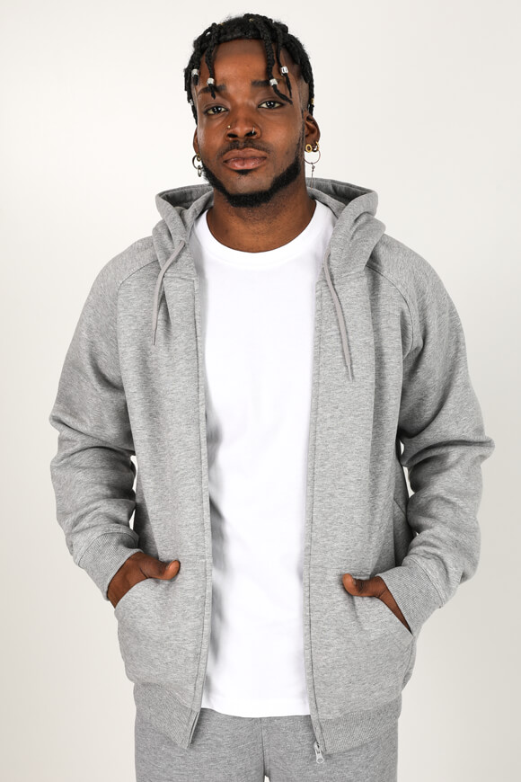 Urban Classics Kapuzensweatjacke | Hellgrau meliert | Herren  | 4XL von Urban Classics