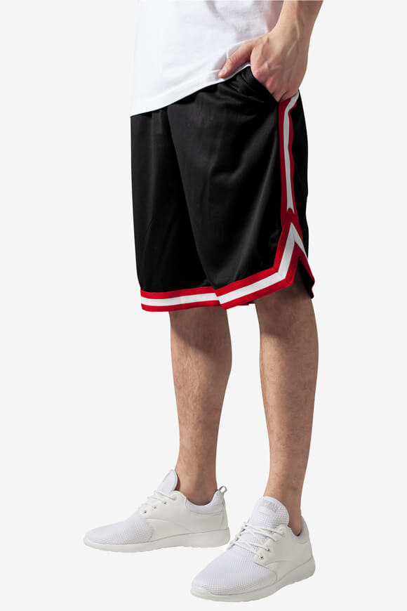 Urban Classics Stripes Mesh Shorts | Black + Red + White | Herren  | XL von Urban Classics