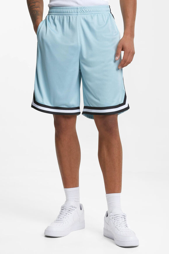 Urban Classics Stripes Mesh Shorts | Oceanblue + Black + White | Herren  | L von Urban Classics