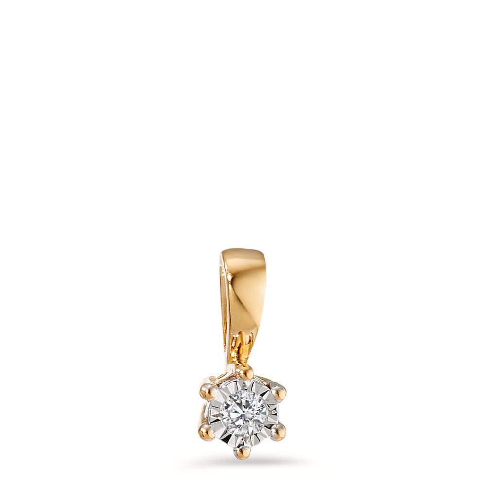 URECH Damen Anhänger 750/18 K Gelbgold Diamant 0.03 ct, w-si bicolor Ø4 mm von URECH