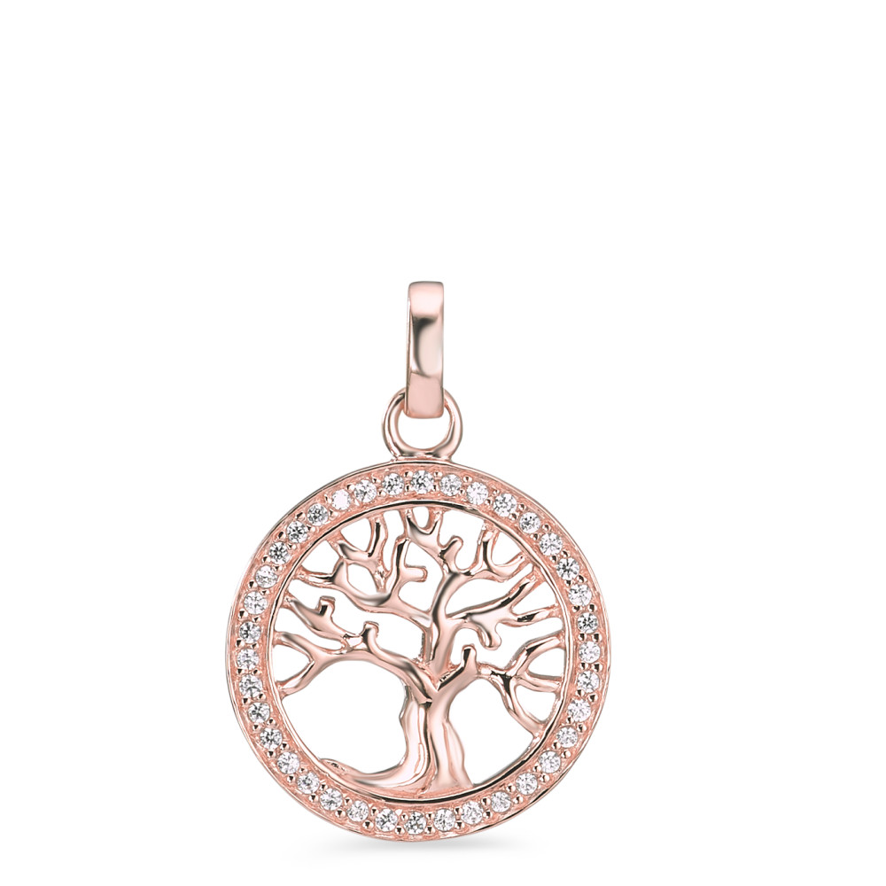 URECH Damen Anhänger Silber Zirkonia rosé vergoldet Lebensbaum Ø18 mm von URECH