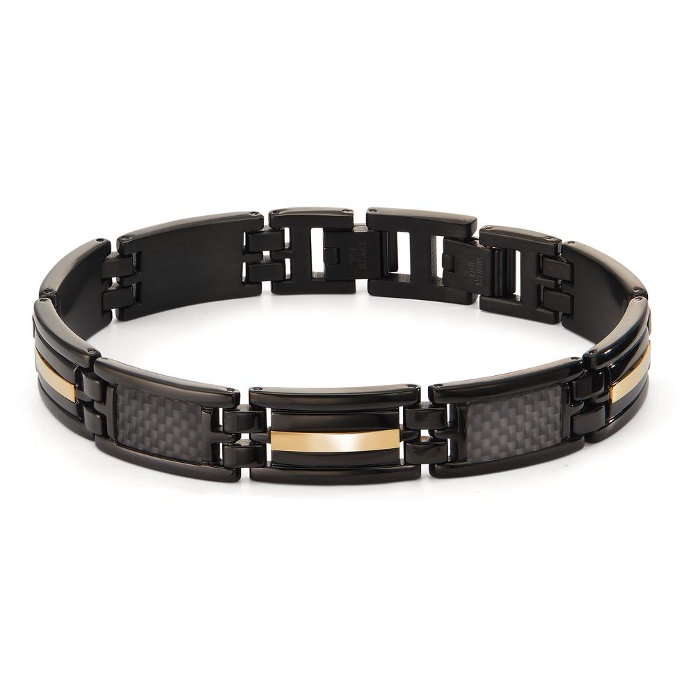 URECH Herren Armband Edelstahl, Carbon schwarz IP beschichtet 20-21.5 cm verstellbar von URECH