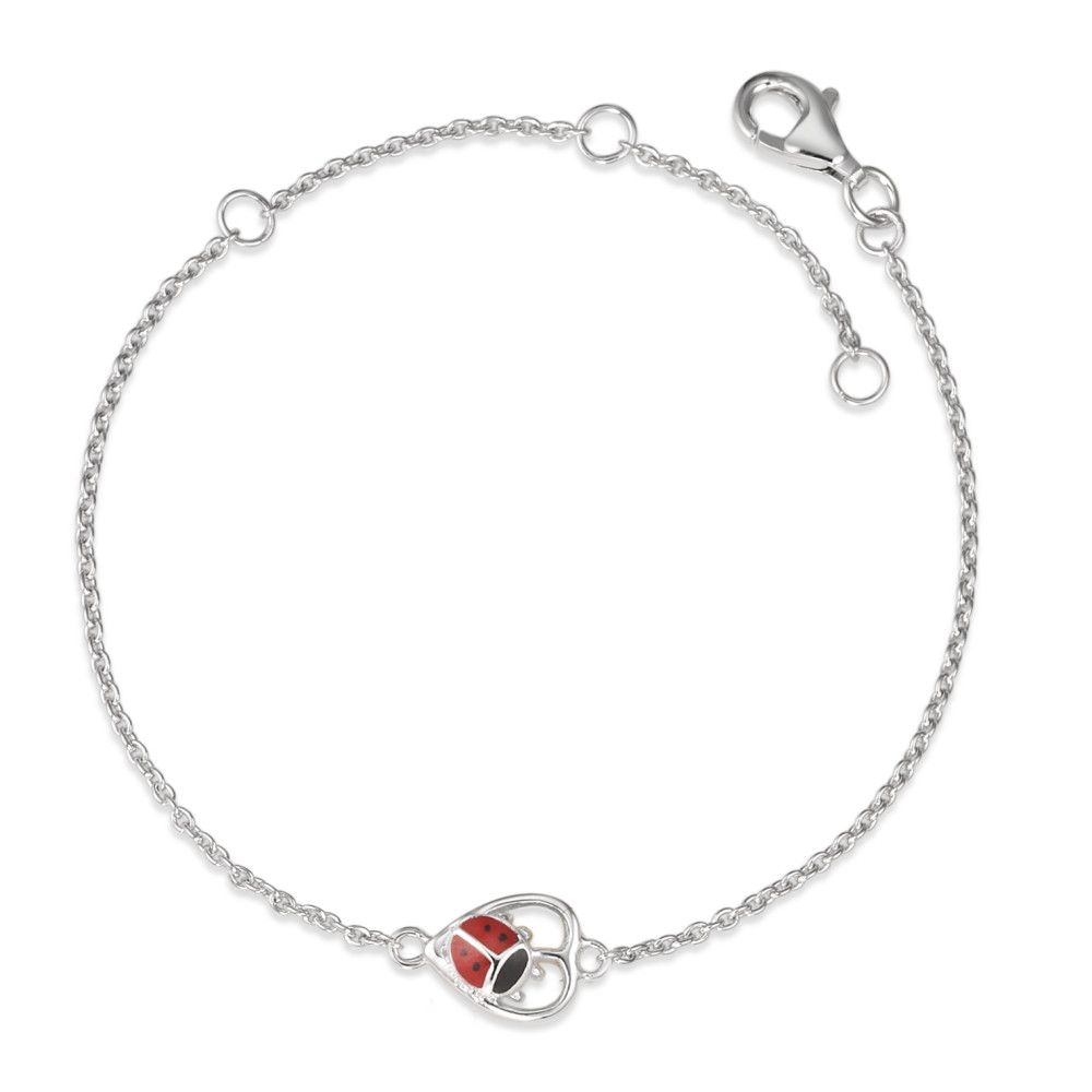 URECH Mädchen Armband Silber rhodiniert Marienkäfer 14-18 cm verstellbar von URECH